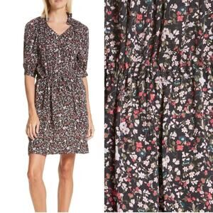 Rebecca Taylor Lyra Floral Print Hammered Silk Dress